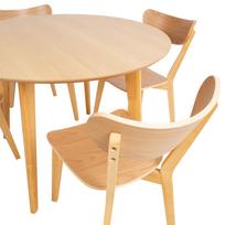 valgomojo komplektas su apvaliu stalu - Valgomojo komplektas Home4you Roxby, ąžuolo (Oak) su 4 kėdėmis - 8 nuotrauka