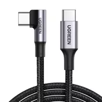 usb c i usb c 2m - UGREEN USB-C į USB-C kampinis kabelis US334 5A PD 100W 2 m Juodas (Black) - 4 nuotrauka
