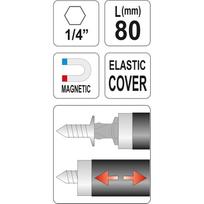 magnetinis antgaliu laikiklis - Yato Magnetic Screwdriver Bit Holder With Sleeve 1/4'' 80mm - 2 nuotrauka