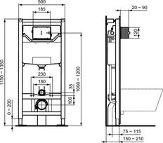 potinkinis wc komplektas remas klozetas - Pakabinamo WC komplektas su rėmu. Komplektą sudaro klozetas Ideal Standard Tesi AquaBlade su lėtai nusileidžiančiu dangčiu ir Prosys 120M potinkine sistema bei chromo spalvos WC mygtuku. Kodas R030501 - 2 nuotrauka