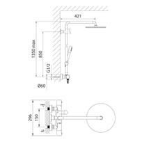 termostatinis maisytuvas - Termostatinis dušo komplektas Vento UNI4011 - 2 nuotrauka