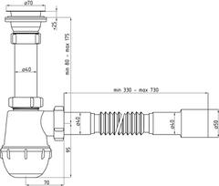 zarna 40 mm - Praustuvo sifonas ANI GROT A 0115 EU, žarna, 1 1/2 x 40 - 2 nuotrauka