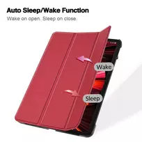 lenov tab p11 deklas - iLike "Tri-Fold Eco-Leather Stand Case Lenovo Tab P11 (11.5")" Coral Pink - 4 nuotrauka