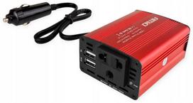 12v inverteris - AMIO Inverteris 150W/300W 12V-230V su 2 USB lizdais - 2 nuotrauka