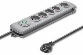 ilgintuvas 5 lizdai - Qoltec Surge Protector Power Strip 3m Gray - 1 nuotrauka