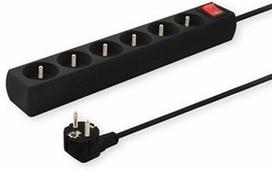 ilgintuvas 5 lizdai - Elmak Power Strip With Anti-Surge Protection 3m Black - 1 nuotrauka