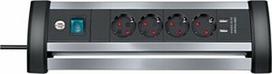 Brennenstuhl Alu-Office-Line Extension Sockets With USB Charger 4way 1.8m Black/Silver