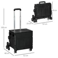 laiptu kopiklis - HOMCOM Sulankstomas pirkinių vežimėlis su laiptų kopikliu, 80 kg, juodas (Black) - 8 nuotrauka
