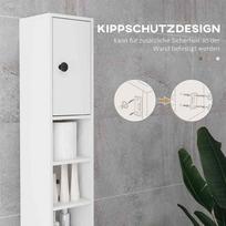 auksta spintele - kleankin Siauras vonios spintelė, Aukšta spintelė su stalčiumi ir 4 atviromis lentynomis, Vonios spintelė mažoms patalpoms, svetainei 20 x 20 x 180 cm balta - 6 nuotrauka