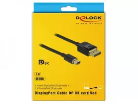 kabelia dp - Delock Cable Mini Displayport To Displayport 8K 60Hz 1m Black - 2 nuotrauka