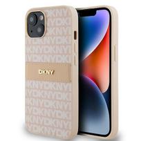 iphone 14 leather case - DKNY Leather Mono Stripe & Metal Logo case for iPhone 15 / 14 / 13 - pink - 1 nuotrauka