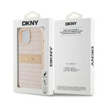 iphone 14 leather case - DKNY Leather Mono Stripe & Metal Logo case for iPhone 15 / 14 / 13 - pink - 2 nuotrauka