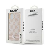 iphone 14 leather case - DKNY Leather Checkered Mono Pattern & Printed Stripes Case for iPhone 15 Plus / 14 Plus - Pink - 2 nuotrauka