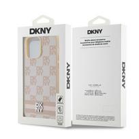 telefono deklas iphone 14 pro max - DKNY Leather Checkered Mono Pattern & Printed Stripes case for iPhone 14 Pro Max - pink - 2 nuotrauka