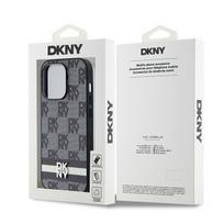 iphone 14 leather case - DKNY Leather Checkered Mono Pattern & Printed Stripes iPhone 14 Pro Case - Black - 2 nuotrauka