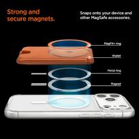 magsafe wallet - Spigen Valentinus MagFit+ MagSafe Magnetinis kortelių dėklas telefonui Oranžinė (Orange) - 3 nuotrauka