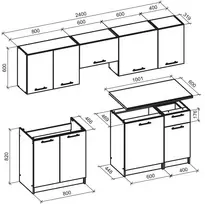 virtuves baldai - Virtuvės baldų komplektas Halmar Daria 240, antracito/ąžuolo (Anthracite/Oak) - 2 nuotrauka