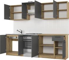 virtuves baldai - Virtuvės baldų komplektas Halmar Daria 240, antracito/ąžuolo (Anthracite/Oak) - 3 nuotrauka