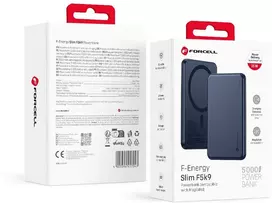magsafe 5000 - Forcell F-Energy Slim F5K9, 5000mAh, 15W, MagSafe, tamsiai mėlynas - 1 nuotrauka