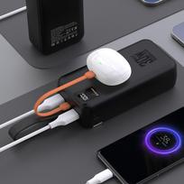 power bank 30000mah - Wozinsky W8-W, 30000mAh, 30W, 2xUSB-A + USB-C, su žibintuvėliu, juodas (black) - 5 nuotrauka