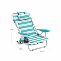 gultas kede - Songmics Paplūdimio kėdė su nuimama galvos atrama, mėlynai baltai dryžuota (Blue-White Striped) - 2 nuotrauka