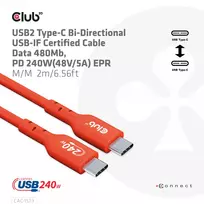 usb c i usb c 2m - Club3D USB-C į USB-C kabelis CAC-1573 2m Raudona (Red) - 4 nuotrauka