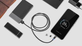 3 in 1 usb c - Magnetinis USB laidas 3in1 microUSB, USB tipas C, Lightning 100 cm juodas - 2 nuotrauka