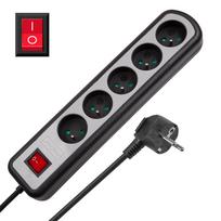 elektros ilgintuvas - Rebel URZ3062-1,5W-2 Elektros tinklo ilgintuvas 5 lizdai su jungikliu 1.5m Juodas (Black) - 2 nuotrauka
