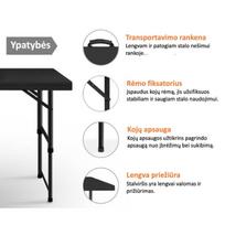 sulankstomi stalai - Tonro Sulankstomas stalas 120 cm Juodas - 9 nuotrauka