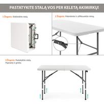 sulankstomi lauko baldai - Sulankstomų baldų komplektas: Stalas 120 baltas, 4 kėdės Europa juodos - 4 nuotrauka