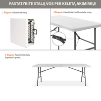 sulankstomi lauko baldai - Sulankstomų baldų komplektas: Stalas 150 baltas, 8 kėdės Premium baltos - 5 nuotrauka