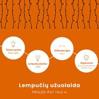 girlianda uzuolaida - Lempučių užuolaida girlianda PROLED, 14x2 m, IP67 - 6 nuotrauka