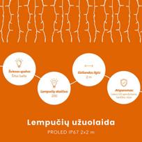 girlianda uzuolaida - Lempučių užuolaida-girlianda PROLED, 2x2 m, IP67 - 5 nuotrauka