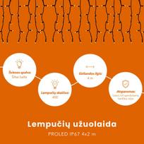 girlianda uzuolaida - Lempučių užuolaida girlianda PROLED, 4x2 m, IP67 - 6 nuotrauka