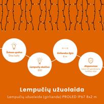 girlianda uzuolaida - Lempučių užuolaida girlianda PROLED, 8x2 m, IP67 - 5 nuotrauka