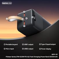 power bank 50000 - Remax RPP-117 50000mAh 22.5W Juodas (Black) - 3 nuotrauka