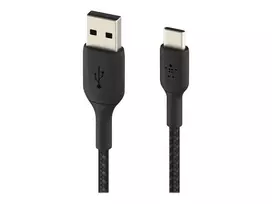 braided usb a to usb c cable - Belkin Braided USB To USB Type-C Cable 15cm Black - 3 nuotrauka