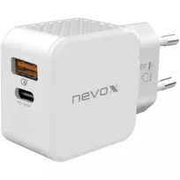 adapteriai type c - nevox 30W USB-C + USB QC 3.0 maitinimo adapteris baltas - 2 nuotrauka