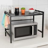 metalines spinteles - Reguliuojama virtuvės lentyna virš mikrobangų krosnelės, Juoda (Black) - 4 nuotrauka