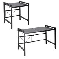 metalines spinteles - Reguliuojama virtuvės lentyna virš mikrobangų krosnelės, Juoda (Black) - 5 nuotrauka