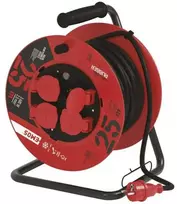 kabelio rite - EMOS Ilgiklis - ritė 4 lizdų 25m su įžeminimu, 2.5mm², 16A, 3680W, kabelis su gumine izoliacija H05RR-F3G, IP44 - 1 nuotrauka