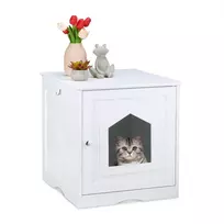 Relaxdays Kačių kraiko dėžės spintelė, balta (White)