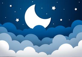 Fototapetas Artgeist Moon Dream - Clouds On A Dark Blue Sky With Stars For Children, 315 cm x 450 cm