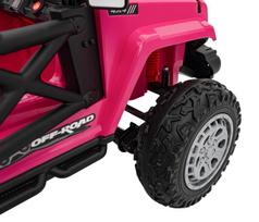 elektromobilis dvivietis dzipas - Dvivietis vaikiškas elektrinis automobilis Jeep Off Road 4x4, rožinis - 7 nuotrauka