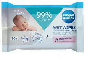 Canpol Babies Aqua Love drėgnos servetėlės, 99 % vandens, 60 vnt.