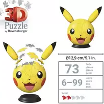 3d delione - Ravensburger 3D Puzzleball Pokémon Pikachu su ausytėmis, 54 det. - 2 nuotrauka