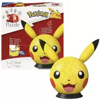 3d delione - Ravensburger 3D Puzzleball Pokémon Pikachu su ausytėmis, 54 det. - 4 nuotrauka