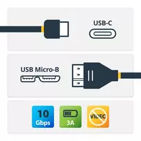 usb c to usb 3.0 micro - StarTech USB-C į Micro-B laidas 0.5m Juodas (Black) - 3 nuotrauka