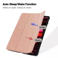 deklas fold 5 - iLike "Tri-Fold Eco-Leather Stand Case Xiaomi Pad 5/ 5 Pro (11") 2021" Pink - 4 nuotrauka