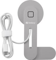 usb type c magnetinis - Belaidis įkroviklis Sandberg ScreenMount Magnet Charger, DC/Qi/USB Type-C, 12.8 cm, pilka, 0.6 W - 3 nuotrauka